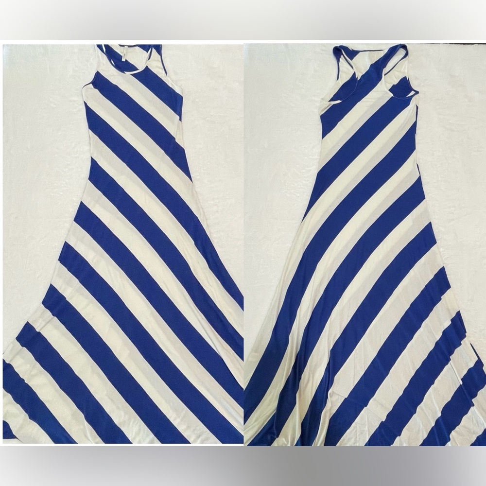 NWOT Blue and White Striped Maxi Dress - Medium Summer Gorgeous Flattering Dress